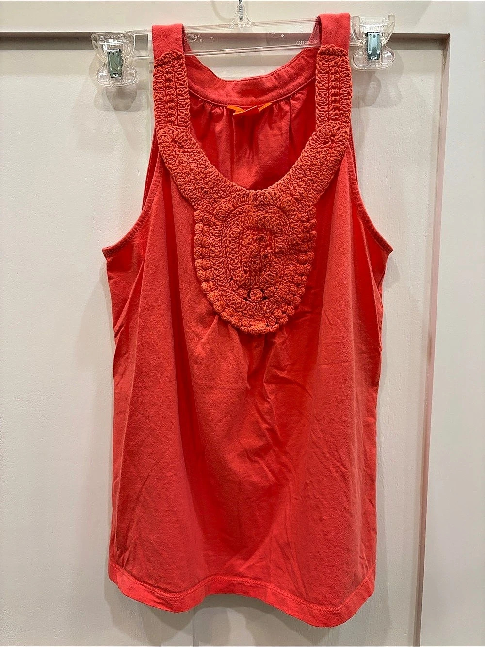 Joe Fresh Crochet Bib Tank Top in Coral Size XS Like New